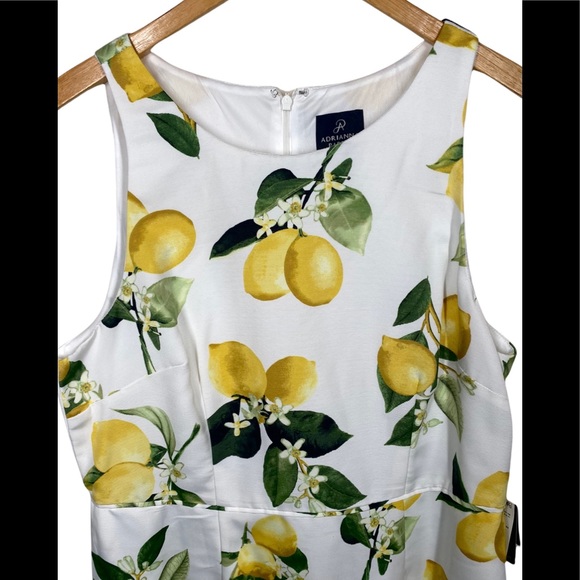 NWT Adrianna Papell Lemon Print A-Line Dress - Picture 7 of 12